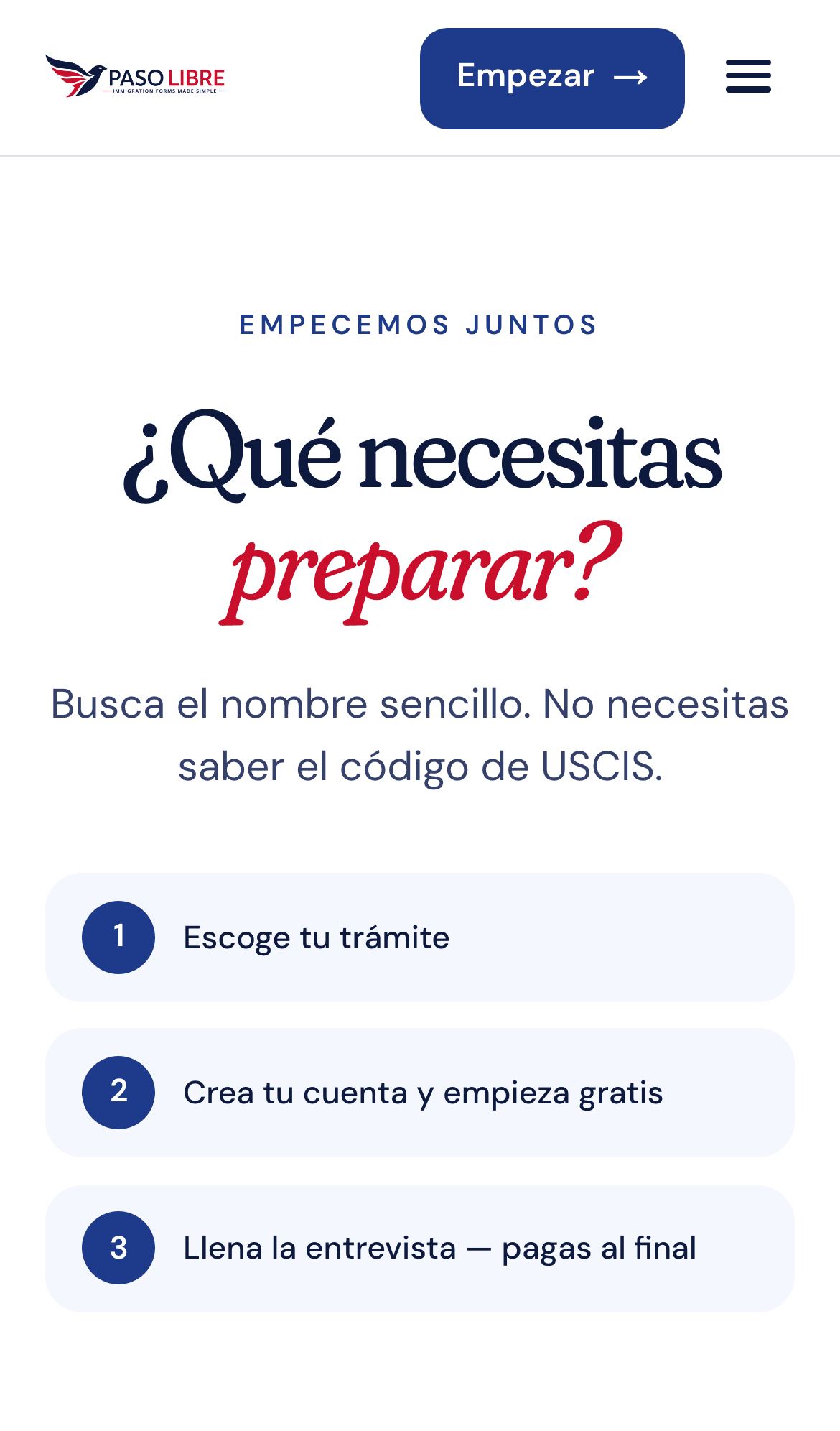 Phone screen: “What do you need to prepare?”, listing filings by their plain name.